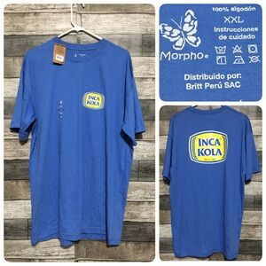Inca Kola T Shirt Logo Peru Soda Pop Coke Drink 100% Cotton Size XXL Blue Morpho
